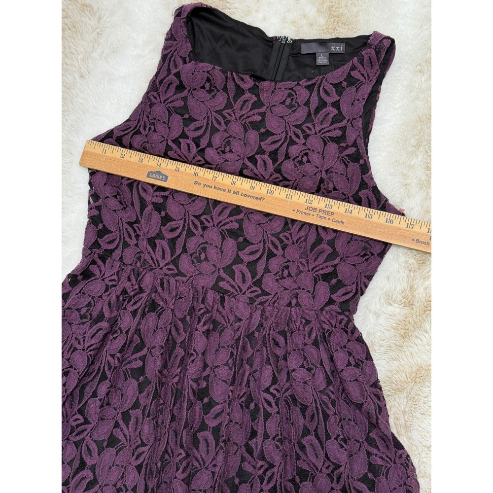 XXI Dress Womens Large Purple Lace Sleeveless Fit & Flare Witchy Whimsigoth - Picture 7 of 8